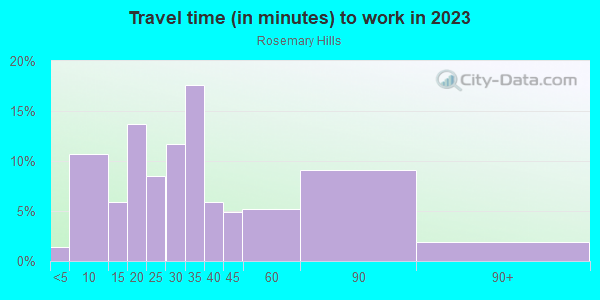 Commute time to work in Rosemary Hills in Silver Spring neighborhood in MD