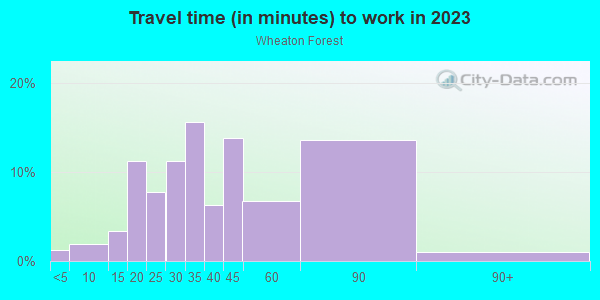 Commute time to work in Wheaton Forest in Silver Spring neighborhood in MD
