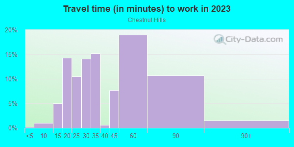 Commute time to work in Chestnut Hills in Silver Spring neighborhood in MD