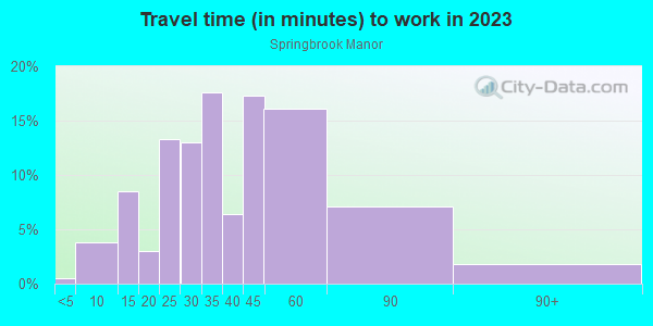 Commute time to work in Springbrook Manor in Silver Spring neighborhood in MD