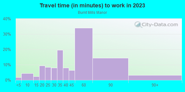 Commute time to work in Burnt Mills Manor in Silver Spring neighborhood in MD