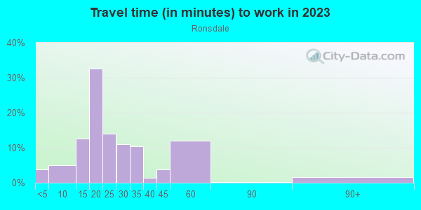 Commute time to work in Ronsdale in Franklin neighborhood in MI
