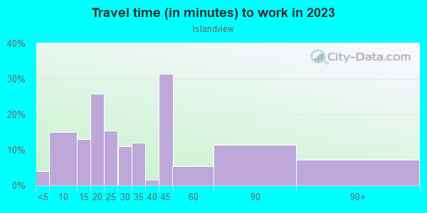 Commute time to work in Islandview in Detroit neighborhood in MI