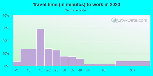 Commute time to work in Necklace District in Detroit neighborhood in MI
