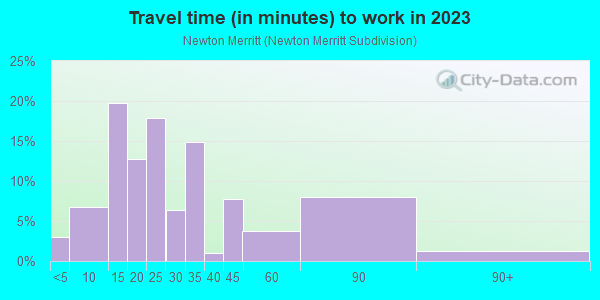 Commute time to work in Newton Merritt in Lincoln Park neighborhood in MI
