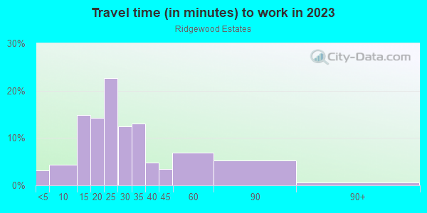 Commute time to work in Ridgewood Estates in Ferndale neighborhood in MI