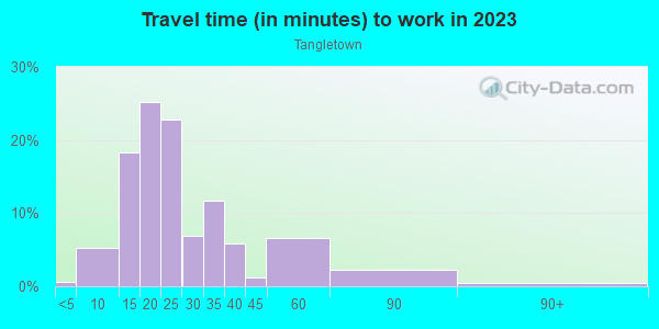 Commute time to work in Tangletown in Minneapolis neighborhood in MN