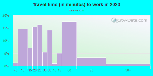Commute time to work in Keewaydin in Minneapolis neighborhood in MN