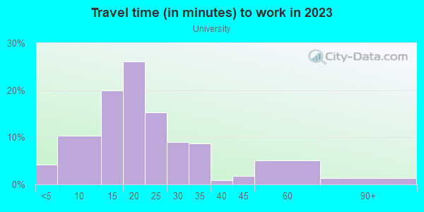 Commute time to work in University in Minneapolis neighborhood in MN