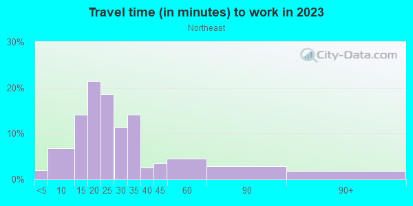 Commute time to work in Northeast in Minneapolis neighborhood in MN