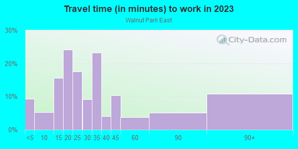 Commute time to work in Walnut Park East in Saint Louis neighborhood in MO
