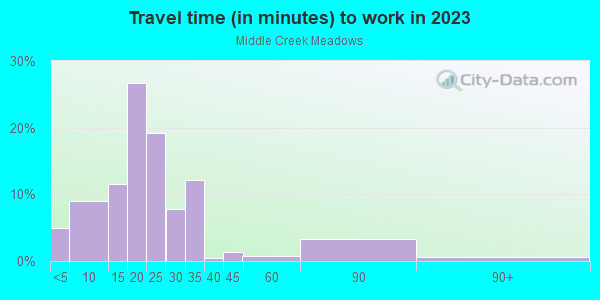 Commute time to work in Middle Creek Meadows in Bozeman neighborhood in MT