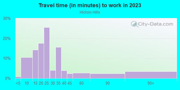 Commute time to work in Hickory Hills in Raleigh neighborhood in NC
