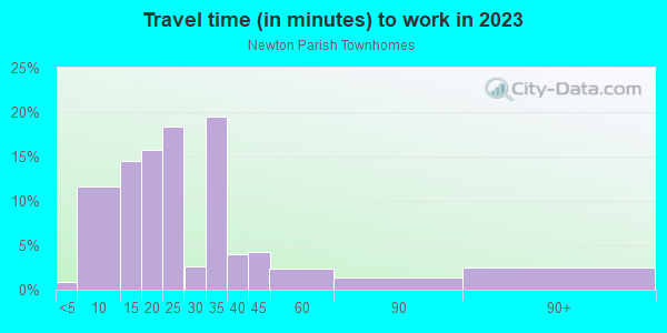 Commute time to work in Newton Parish Townhomes in Raleigh neighborhood in NC