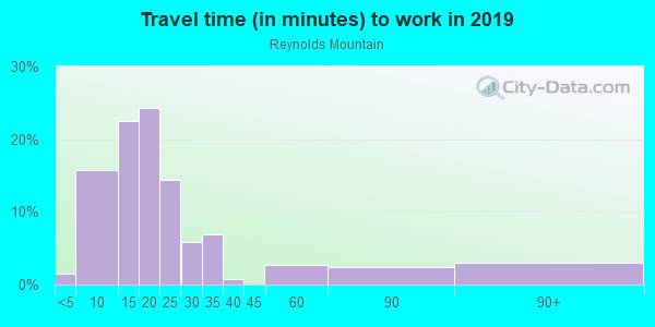 Commute time to work in Reynolds Mountain in Asheville neighborhood in NC