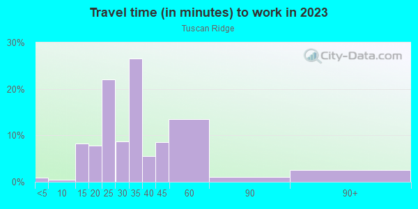 Commute time to work in Tuscan Ridge in Wendell neighborhood in NC