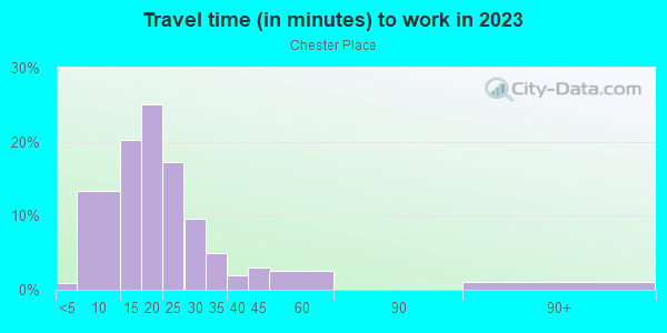 Commute time to work in Chester Place in Raleigh neighborhood in NC