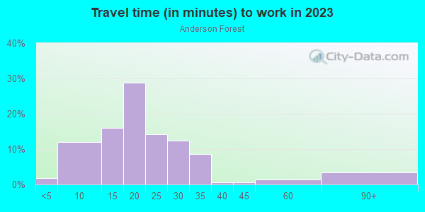 Commute time to work in Anderson Forest in Raleigh neighborhood in NC