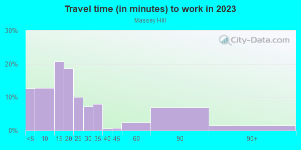 Commute time to work in Massey Hill in Fayetteville neighborhood in NC
