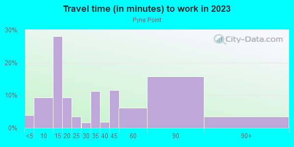 Commute time to work in Pyne Point in Camden neighborhood in NJ