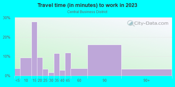 Commute time to work in Central Business District in Newark neighborhood in NJ