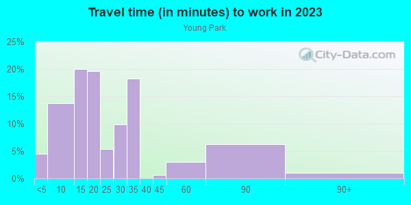 Commute time to work in Young Park in Santa Fe neighborhood in NM