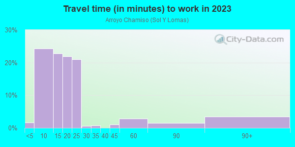Commute time to work in Arroyo Chamiso in Santa Fe neighborhood in NM