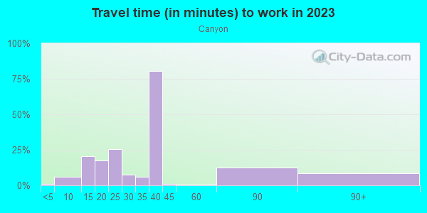 Commute time to work in Canyon in Santa Fe neighborhood in NM