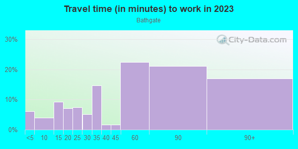 Commute time to work in Bathgate in Bronx neighborhood in NY