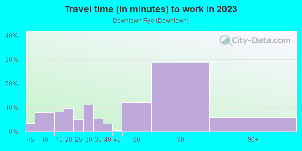 Commute time to work in Downtown Rye in Rye neighborhood in NY