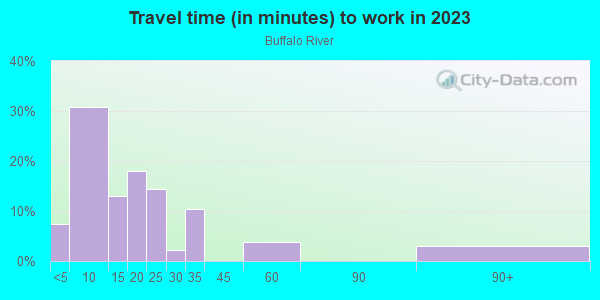 Commute time to work in Buffalo River in Buffalo neighborhood in NY