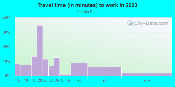 Commute time to work in Schiller Park in Buffalo neighborhood in NY