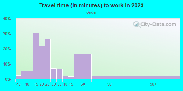 Commute time to work in Grider in Buffalo neighborhood in NY