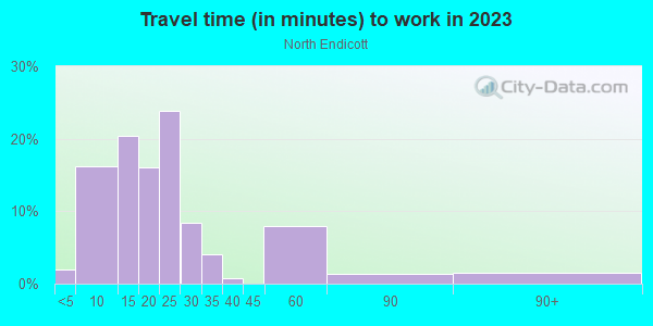 Commute time to work in North Endicott in Endicott neighborhood in NY