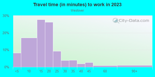 Commute time to work in Westover in Johnson City neighborhood in NY