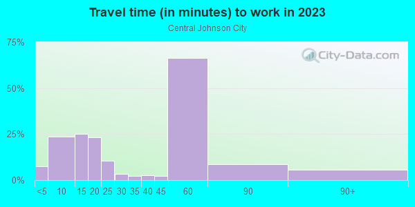 Commute time to work in Central Johnson City in Johnson City neighborhood in NY