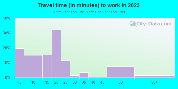 Commute time to work in North Johnson City in Johnson City neighborhood in NY