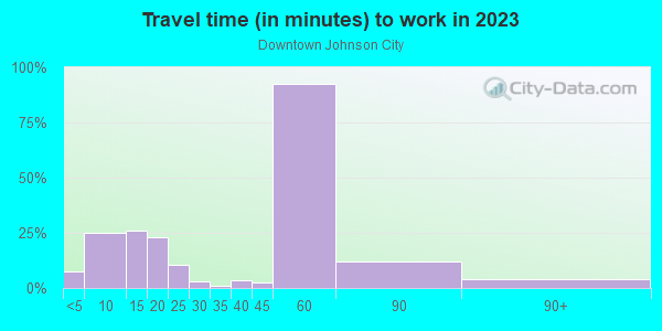 Commute time to work in Downtown Johnson City in Johnson City neighborhood in NY