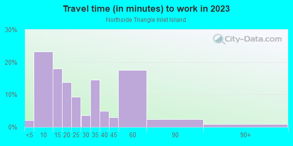Commute time to work in Northside Triangle Inlet Island in Ithaca neighborhood in NY