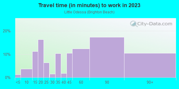 Commute time to work in Little Odessa in Brooklyn neighborhood in NY