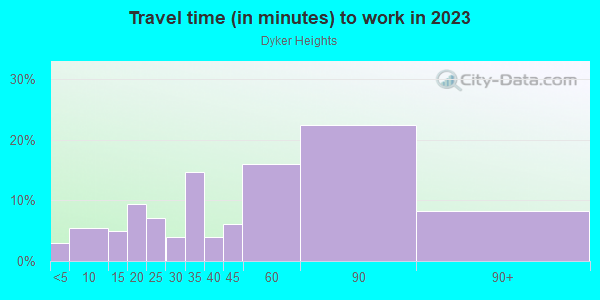 Commute time to work in Dyker Heights in Brooklyn neighborhood in NY