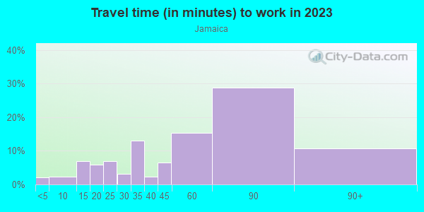 Commute time to work in Jamaica in Jamaica neighborhood in NY