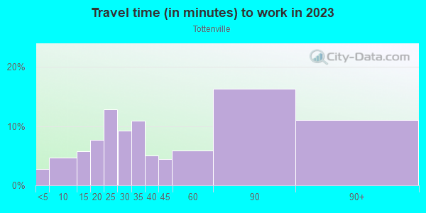 Commute time to work in Tottenville in Staten Island neighborhood in NY