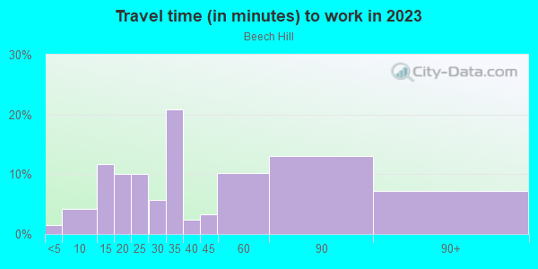 Commute time to work in Beech Hill in Scarsdale neighborhood in NY