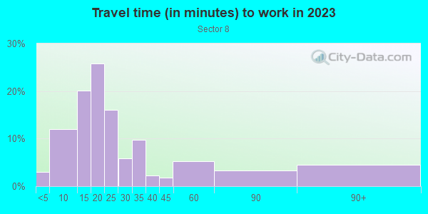 Commute time to work in Sector 8 in Rochester neighborhood in NY