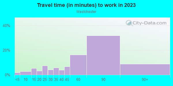 Commute time to work in Westchester in Bronx neighborhood in NY