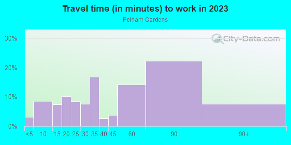 Commute time to work in Pelham Gardens in Bronx neighborhood in NY