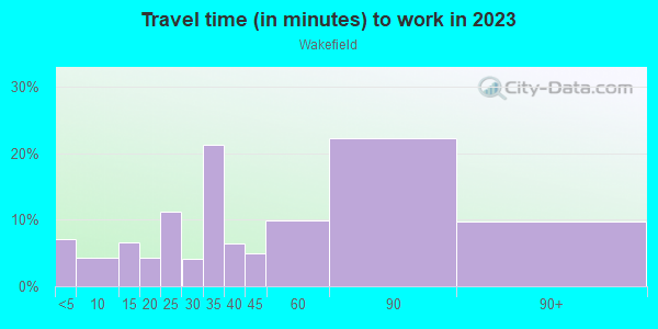 Commute time to work in Wakefield in Bronx neighborhood in NY