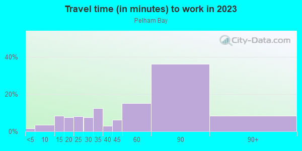 Commute time to work in Pelham Bay in Bronx neighborhood in NY