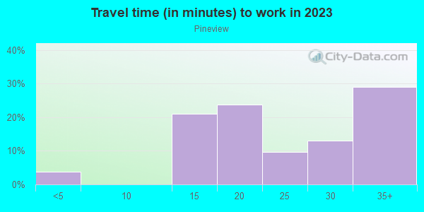 Commute time to work in Pineview in Dayton neighborhood in OH